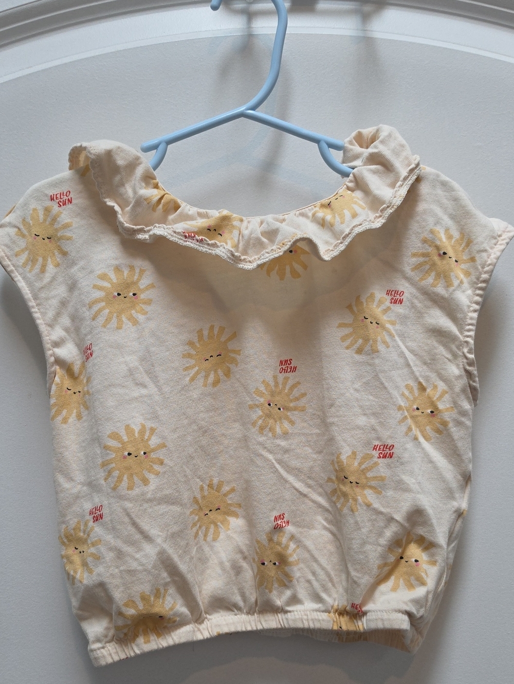 H&M Printed Crop Top Girls Cream & Yellow Size 6-8, Fits Like A 5